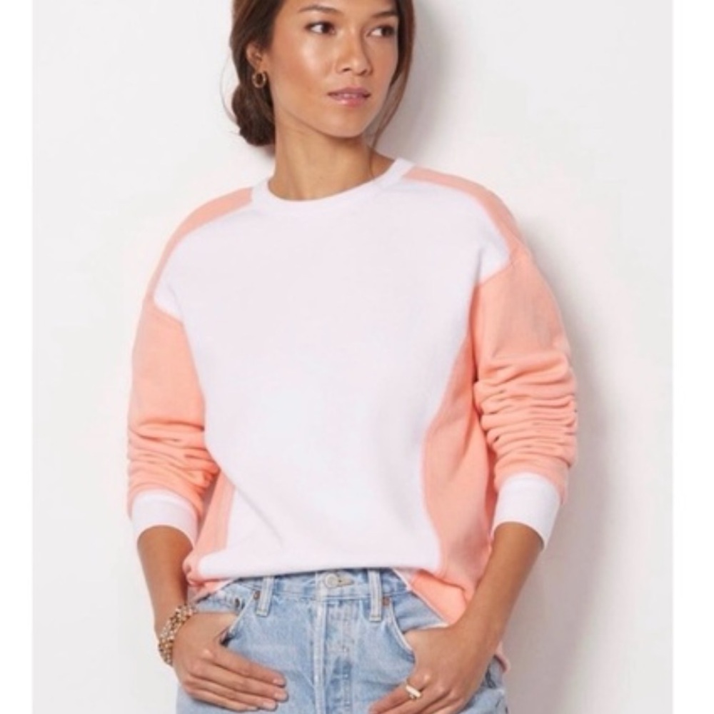 Sundry for Evereve orange and white Colorblocked 100% cotton Sweatshirt sz M